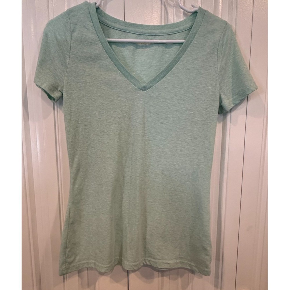 Mossimo Supply Co Mint Green Heather V Neck Casual Basic Soft Stretch T Shirt Wo